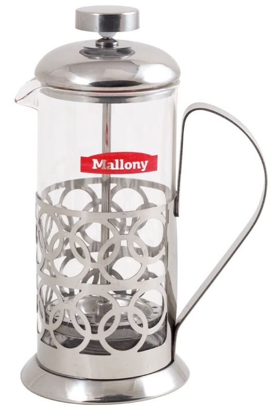 Чайник заварочный Mallony / Маллони Олимпия T046-350ML кофейник, в корпусе из стекла и стали, прозрачный, 350мл / товары для дома