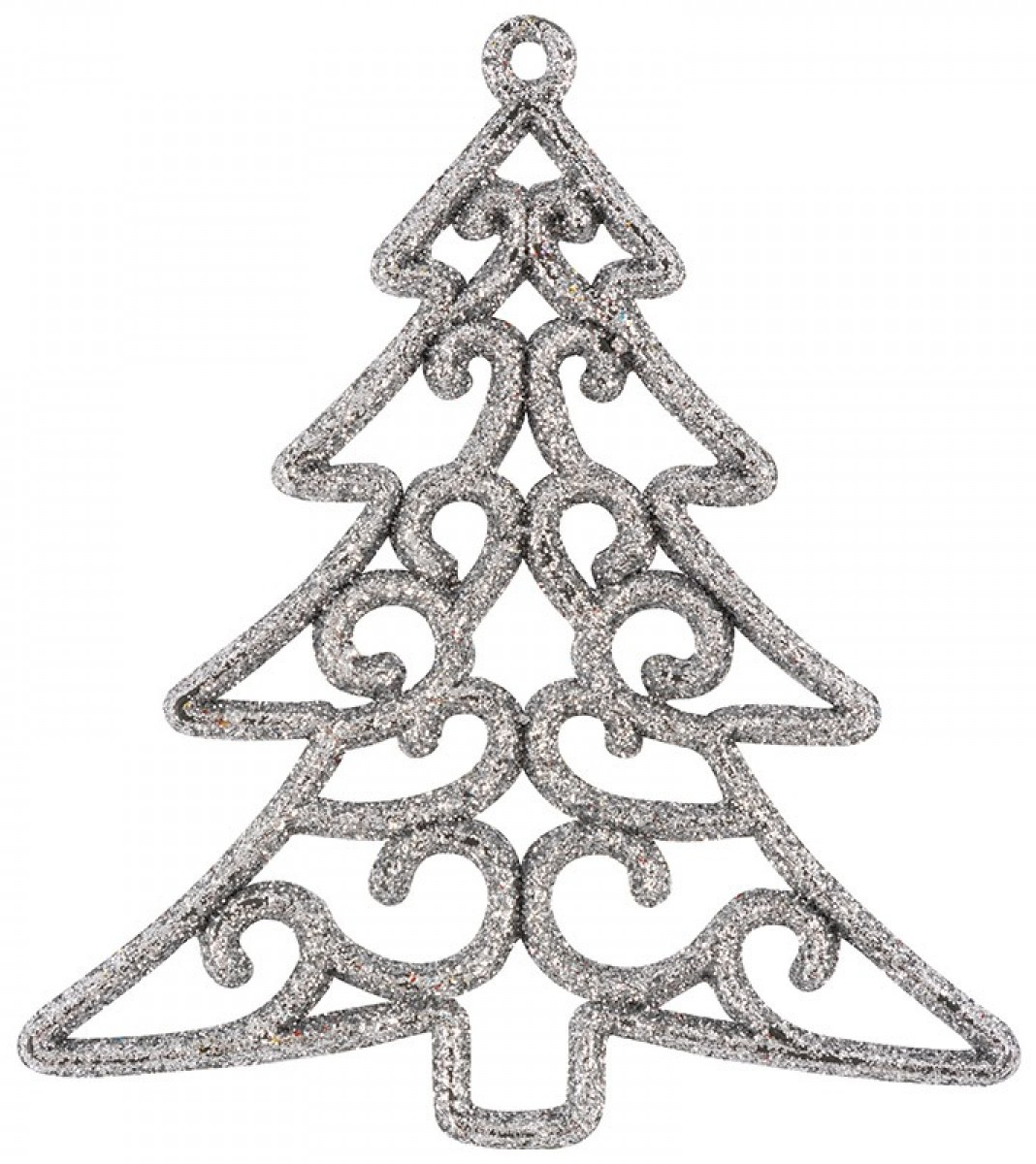 Украшение Волшебная страна Елка подвесное, декоративное, новогоднее, из пластмассы, цвет серебро, 9.6х8.5см / товары для праздников