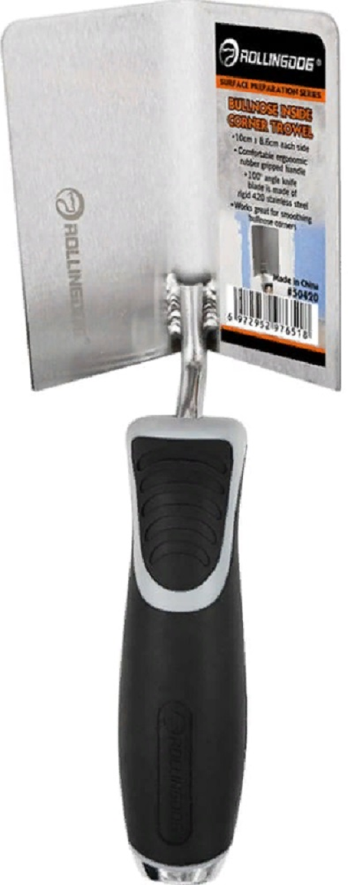 Шпатель строительный Rollingdog / Роллингдог Professional малярный для внутренних углов, из нержавеющей стали, 100х86мм / малярные и отделочные инструменты