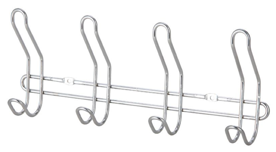 Вешалка настенная Рыжий кот для верхней одежды и головных уборов, 4 крючка, из металла, серая, 315х130х50мм / товары для дома