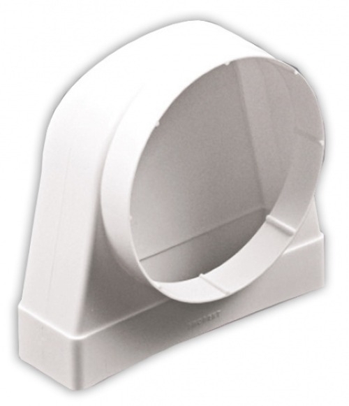 Колено для воздуховода ERA / Эра соединительное круглое, прямоугольное пластиковое, белое, 100х120х60мм / вентиляция