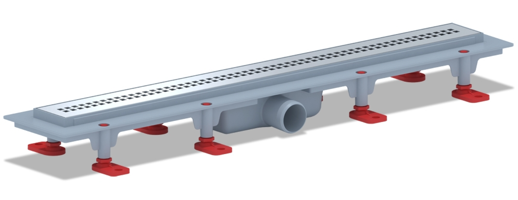 Трап для душа Анипласт Риф горизонтальный слив, из пластика и нержавеющей стали, серый, диаметр 40мм, 65×6.2см / водоотведение и канализация