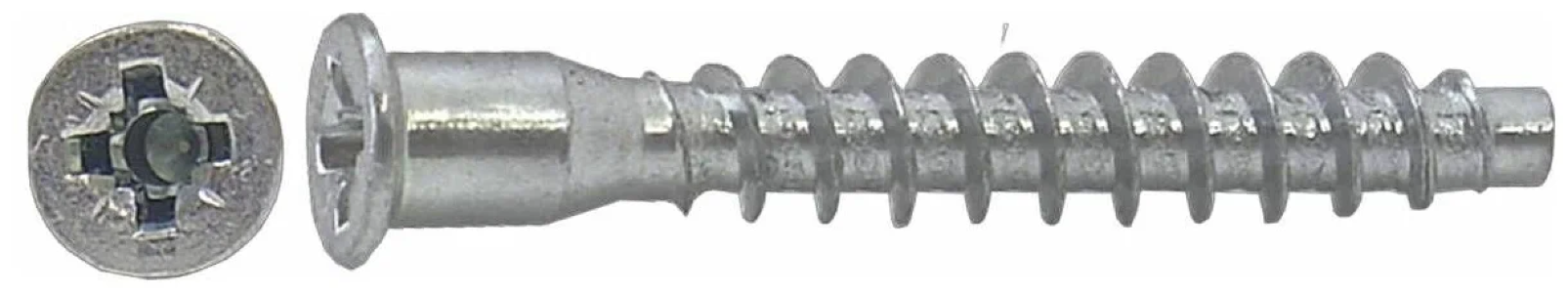 Мебельная стяжка Element / Элемент евровинт, из стали, цвет серый, 7х70мм, 10шт. / фурнитура