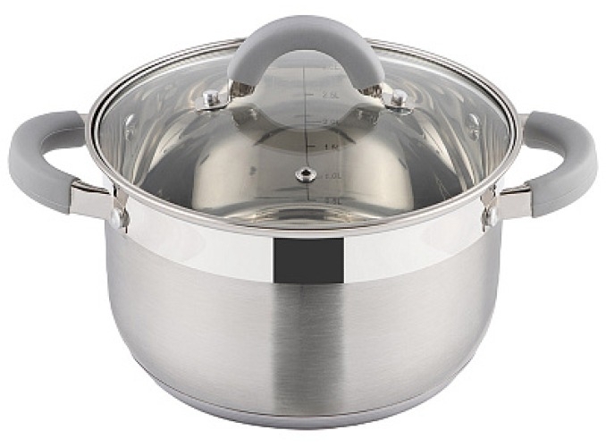 Кастрюля Mallony / Маллони Felicita с крышкой, из нержавеющей стали, диаметром 20см, высотой 12.5см, объемом 3.9л / посуда для кухни