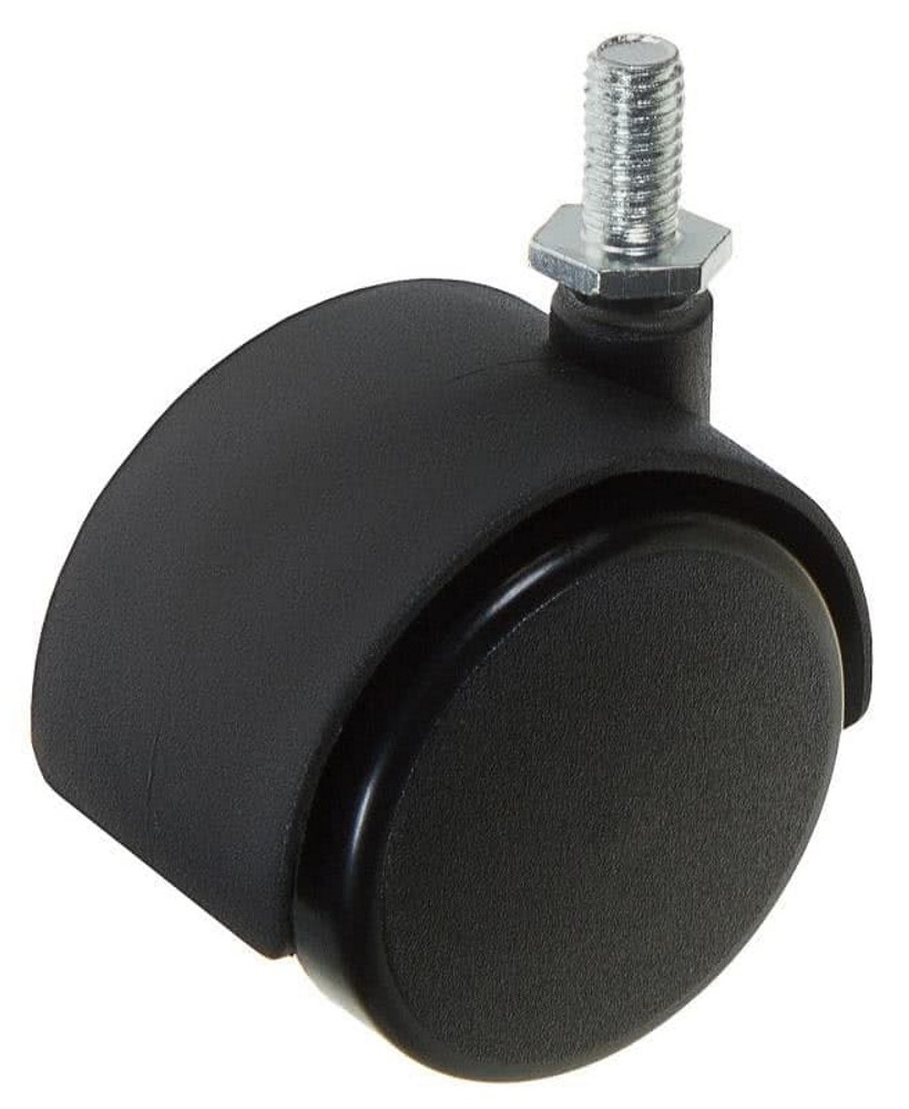 Мебельное колесо Larvij / Ларвидж LWTB-40 двойное, поворотное, пластиковое, черное, диаметр 40мм / фурнитура