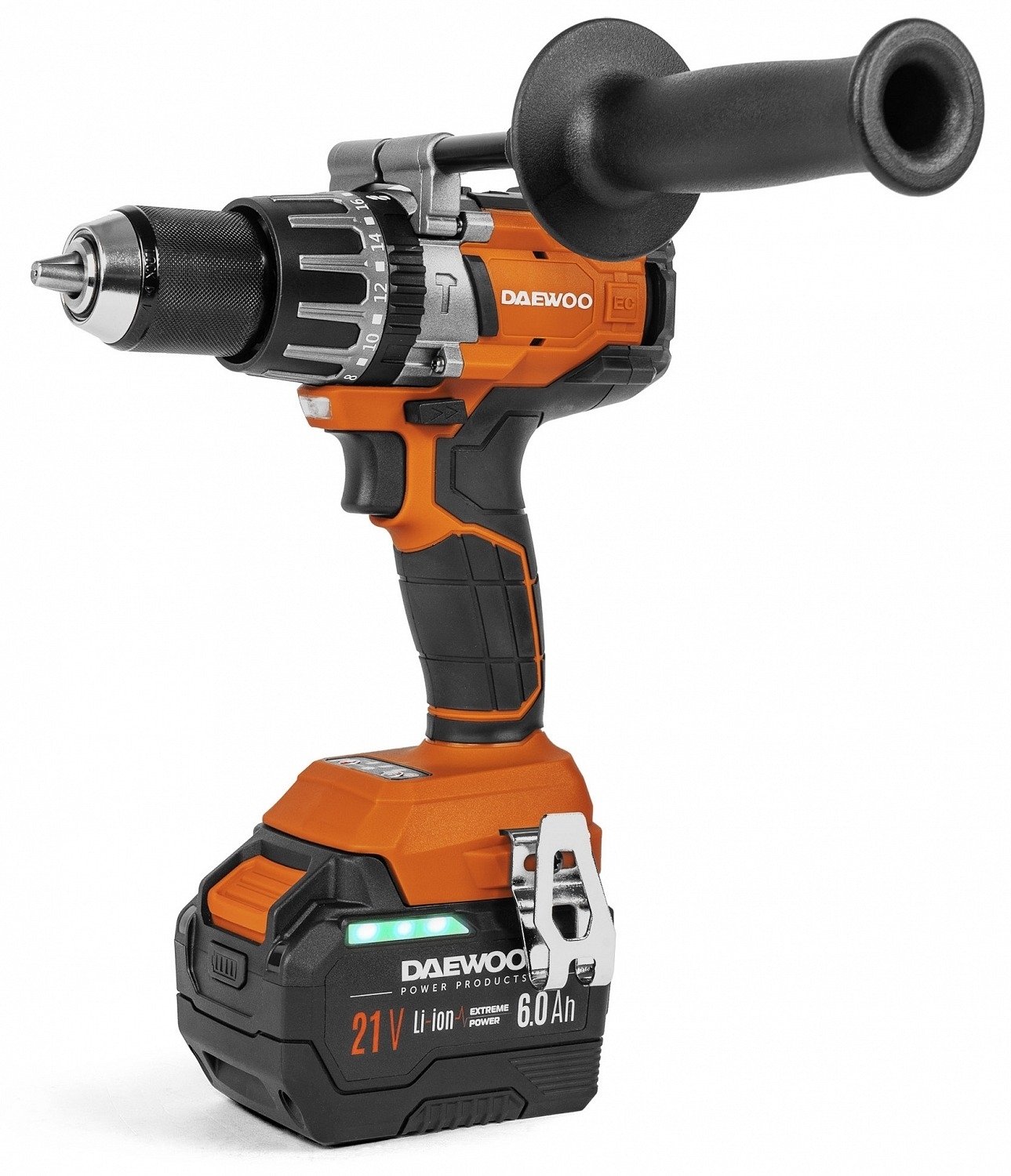 Дрель-шуруповерт аккумуляторная DAEWOO / Дэу DAA 2161Li с подсветкой, в кейсе, 21В, Li-Ion, 6А/ч, 140Нм, 2 скорости / электроинструмент