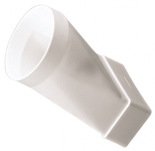 Соединитель каналов ЭРА прямоугольный с круглым, пластиковый, белый, 204х60х125мм / вентиляция