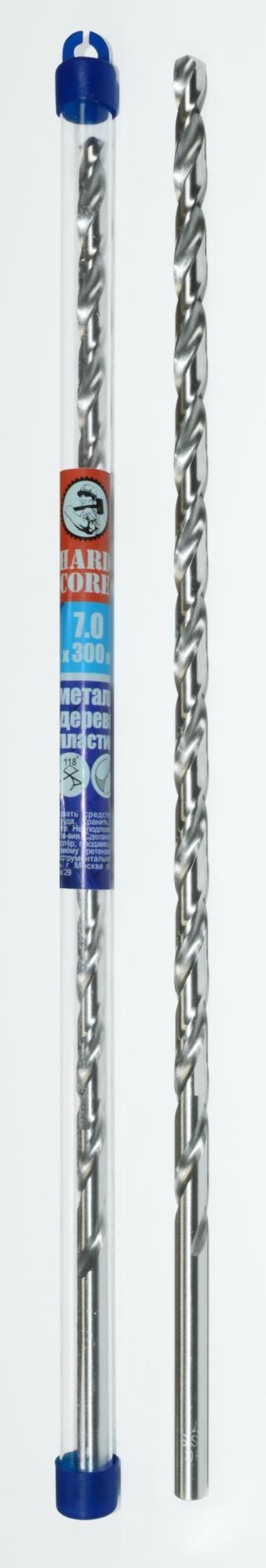Сверло по металлу Hardcore / Хардкор Extra Long спиральное фрезерованное удлиненное из быстрорежущей стали HSS, диаметр 7мм, длина 300мм / оснастка