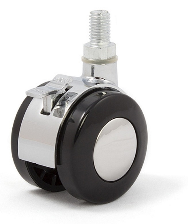 Мебельное колесо Larvij / Ларвидж LZTB-50 двойное, поворотное, с тормозом, пластиковое, черное, диаметр 50мм / фурнитура