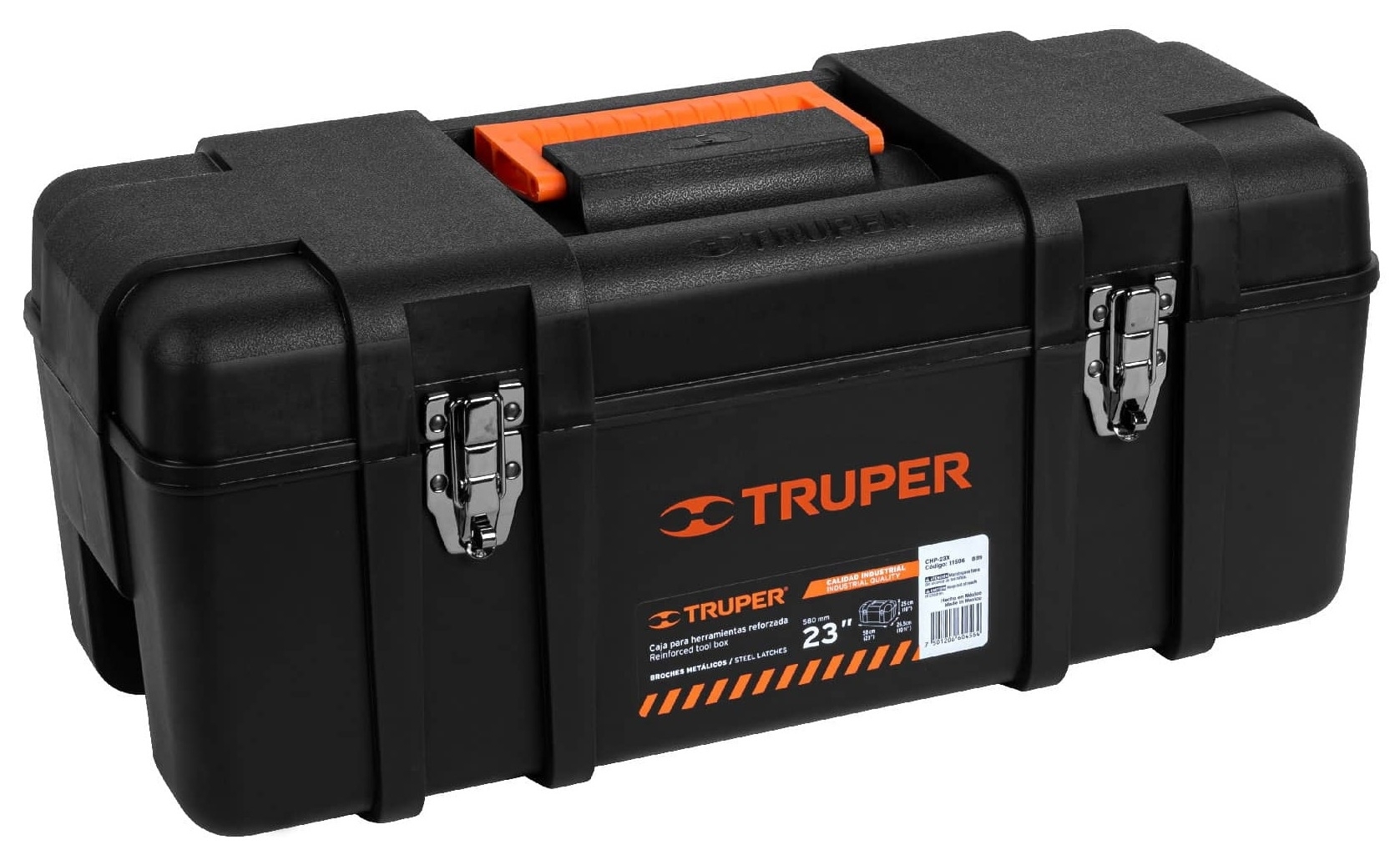 Ящик для инструментов TRUPER / Трупер СНР-23Х с внутренним лотком и металлическими замками, из пластика, черный, 580х270х250мм / оборудование для мастерской