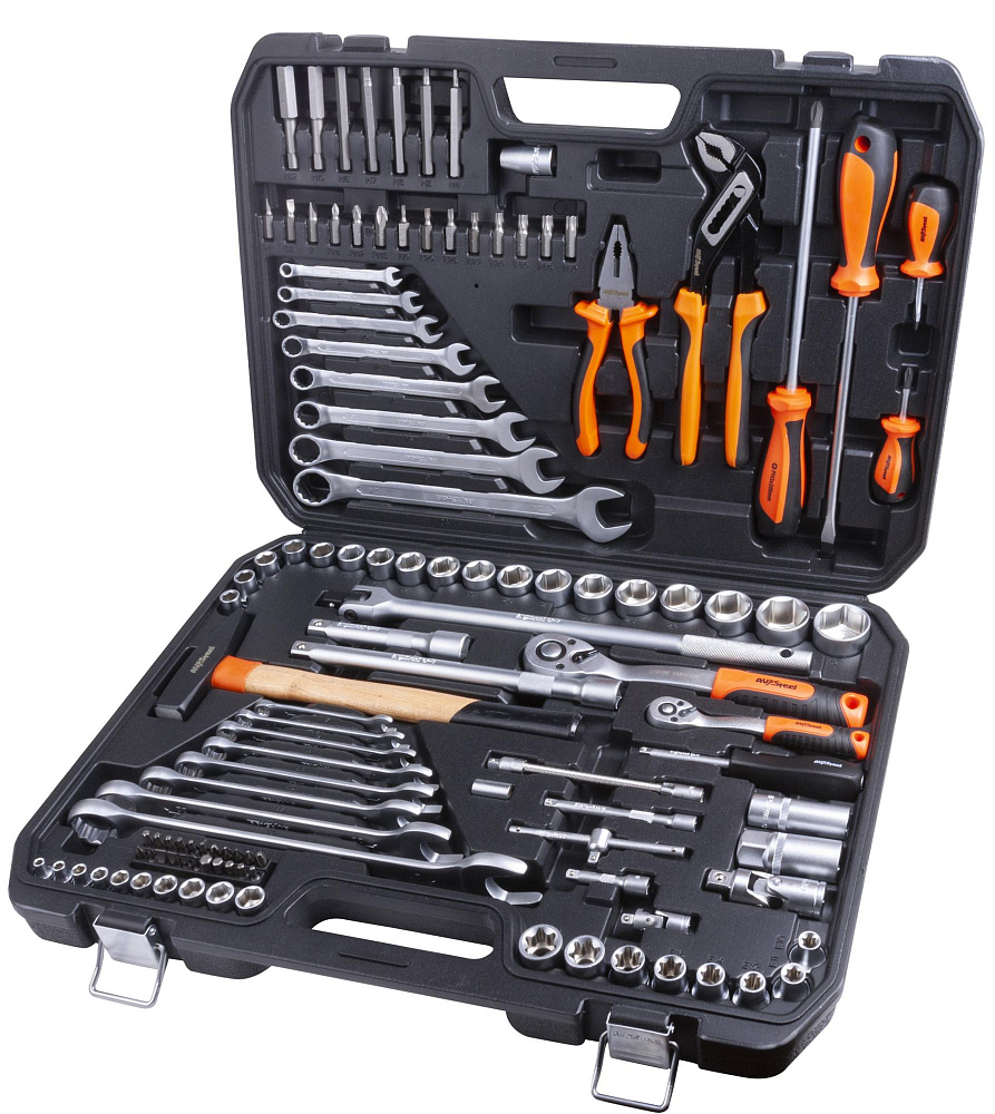 Набор инструментов AVSteel / АВСталь для слесарно-монтажных, ремонтных и бытовых работ, из металла, 118 предметов