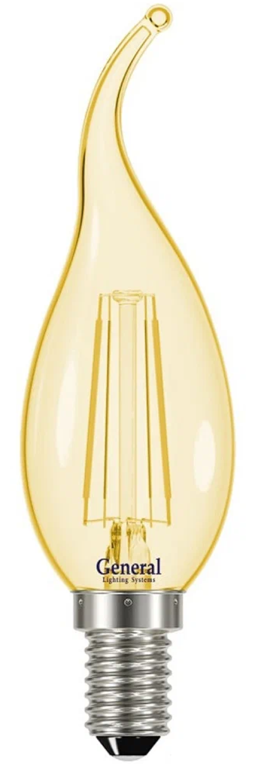 Лампочка светодиодная General Lighting Systems / Дженерал Лайтинг Системс свеча, филамент, Е14, 4500К, 360Лм, холодный свет, 220В, 7Вт / освещение