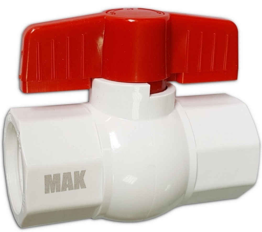 Кран шаровый для воды MIXTON / Микстон прямой, ручка бабочка, ABS-пластик, цвет белый, резьба 1" / запорная арматура