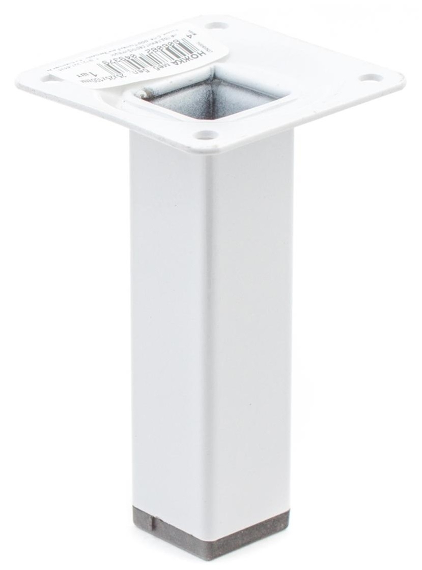 Ножка мебельная Стройбат квадратная, нерегулируемая, стальная, белая, 25х25х200мм / фурнитура для мебели