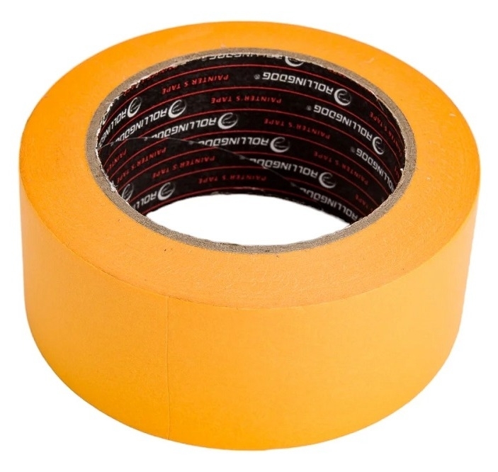Малярная лента Rollingdog / Роллингдог Washi Tape на бумаге, цвет желтый, ширина 48мм, длина 50м / скотч малярный
