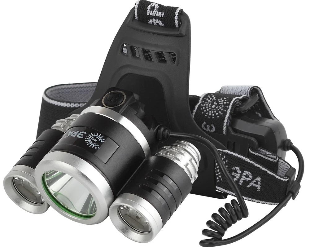 Налобный фонарь Эра GA-809 светодиодный аккумуляторный, алюминиевый, 4 режима, трехламповый High Power Headlamp, 640/320лм, 207м IP40 8Вт / туризм и отдых на природе