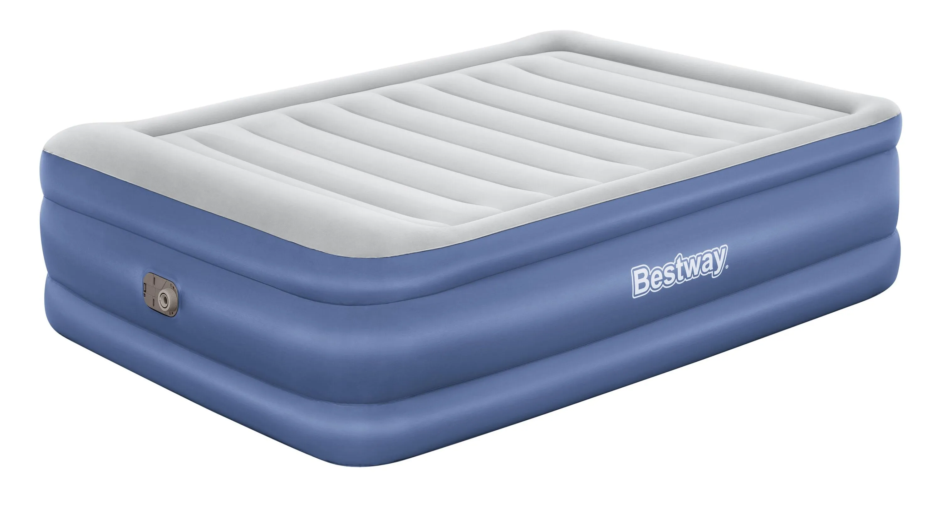 Матрас надувной Bestway / Бествей Tritech Aibed Queen двуспальный, со встроенным электронасосом, из винила, синий, 203х152х61см / товары для дома и отдыха