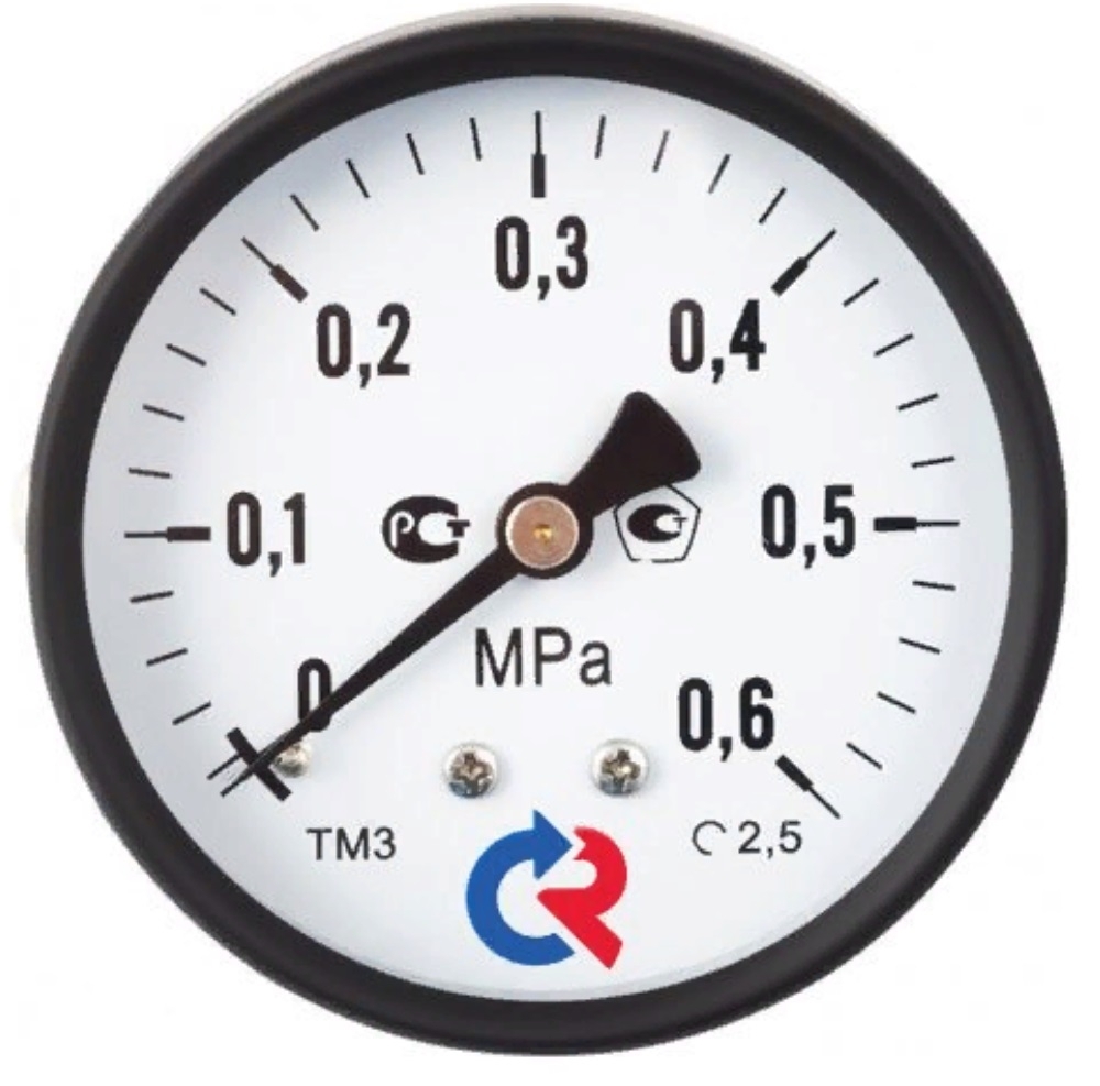 Манометр давления воды Росма ТМ-310Т.00 с осевым подключением, механический, из металла, 1бар, 1/4дюйм / измерительные инструменты