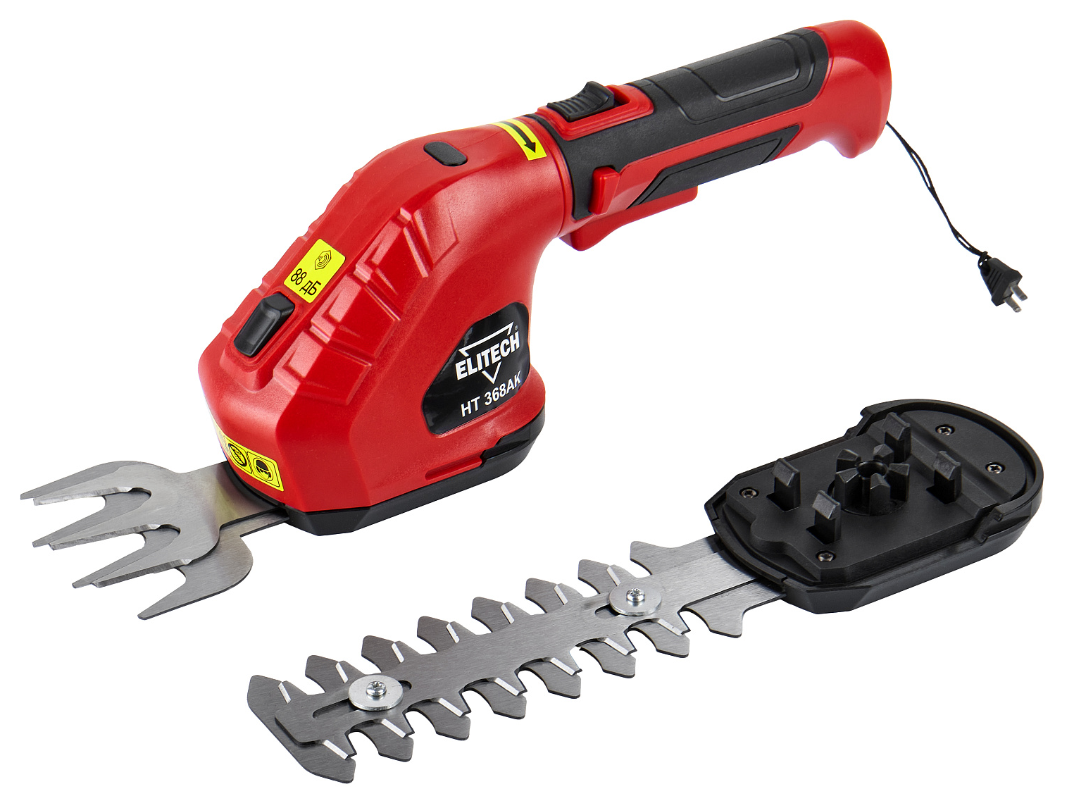 Кусторез аккумуляторный ELITECH ДМ / Элитек ДМ НТ 368АК, двусторонний, красный, Li-ion, 1.3Ач, диаметр реза 8мм, ширина скашивания 12см, 3.6В, 0.8кг / садовый инструмент