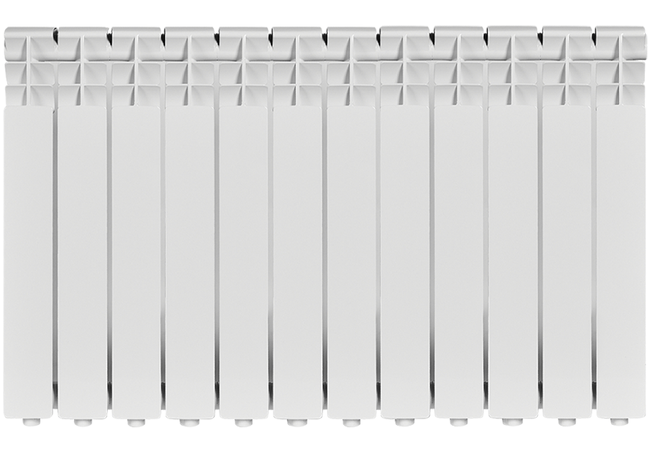 Секционный радиатор Rommer / Роммер Optima 500 алюминиевый, белый, 924х78х568мм, 12 секций, 16атм, теплоотдача 1560Вт / отопление