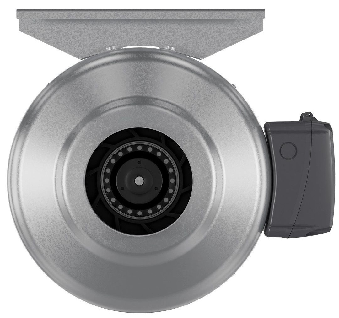 Вентилятор канальный ЭРА MARS GDF 125 центробежный, из стали, серебристый, 220В, 125мм, 49дБ, размером 298х243х195мм, 64Вт / вентиляция