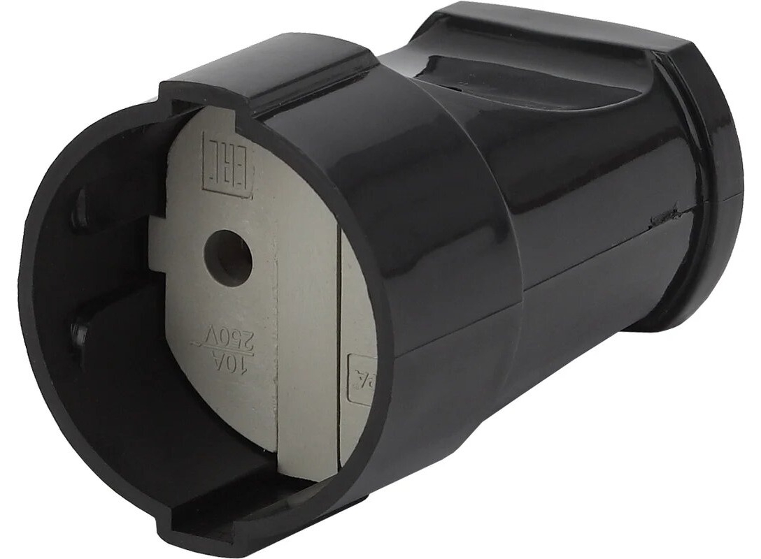 Розетка ЭРА Rx1-B Б0039681 1-местная кабельная, из пластика, цвет черный, 10А, IP20 / электрика