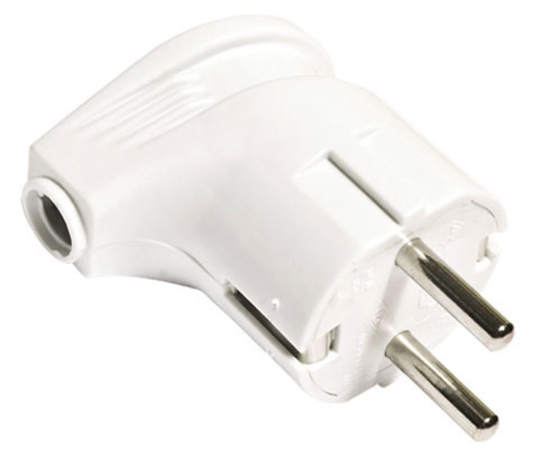 Вилка электрическая Универсал А105 с заземлением, евро, угловая, в пластиковом корпусе, белая, 16А, IP20 / электрика