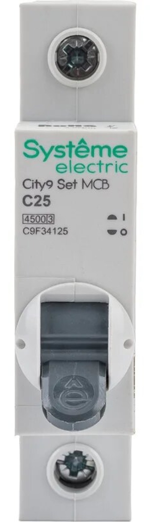 Автоматический выключатель Systeme Electric / Систем Электрик City9 C9F34125 однополюсной, в пластиковом корпусе, белый, 230В, 25А, 4.5кА, IP20 / электрика