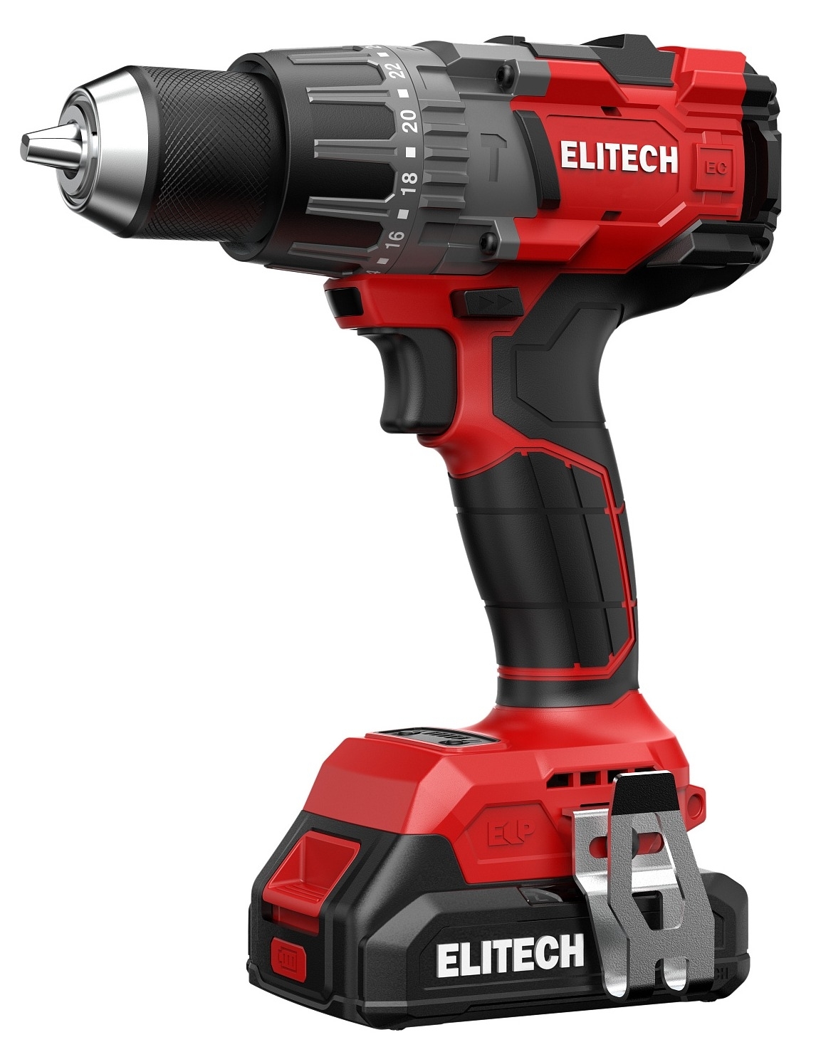 Дрель-шуруповерт аккумуляторная Elitech / Элитеч ДА 21УБЛ2 с подсветкой, в кейсе, 20В, Li-Ion 2А/ч, 120Нм, 2 скорости / электроинструмент