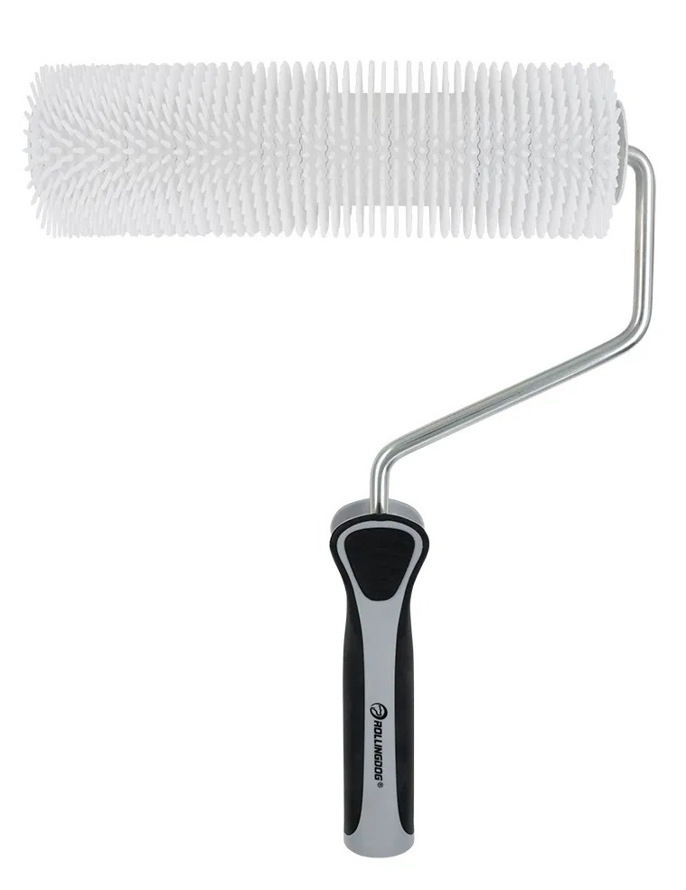 Валик игольчатый для наливных полов Rollingdog / Роллингдог пластиковый, белый, рабочая часть 230мм, иглы 12мм / строительство и ремонт