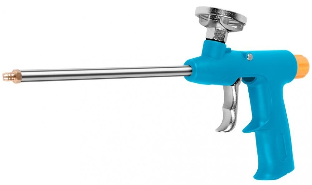 Пистолет для монтажной пены Центроинструмент с регулятором, механический, в корпусе из пластика, голубой / инструменты