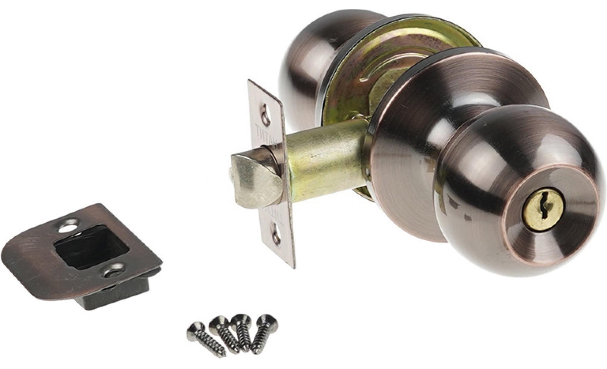 Защелка дверная СКОБЯНОЙ 6072-03-ВК с фиксатором межкомнатная, из металла, цвет медь / фурнитура для мебели