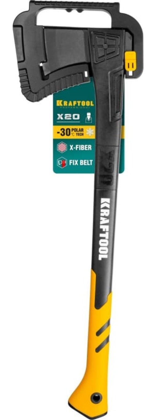 Топор-колун KRAFTOOL / Крафтул Х20 в сборе, с чехлом, из стали и нейлона, длина 71см / ручной инструмент
