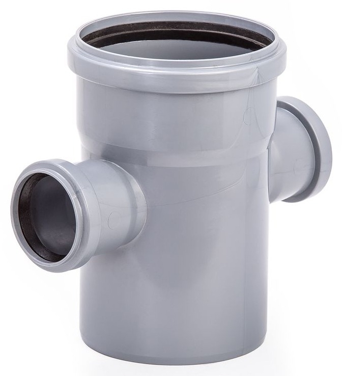 Крестовина Lammin / Ламмин раструбная, одноплоскостная, для внутренней канализации, из полипропилена, серая, размером 110х50х50мм, 87.5° / водоотведение