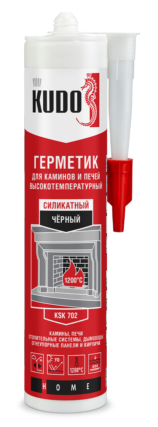 Герметик силикатный Kudo / Кудо KSK-702 для каминов и печей, высокотемпературный, черный, 280мл / строительство и ремонт