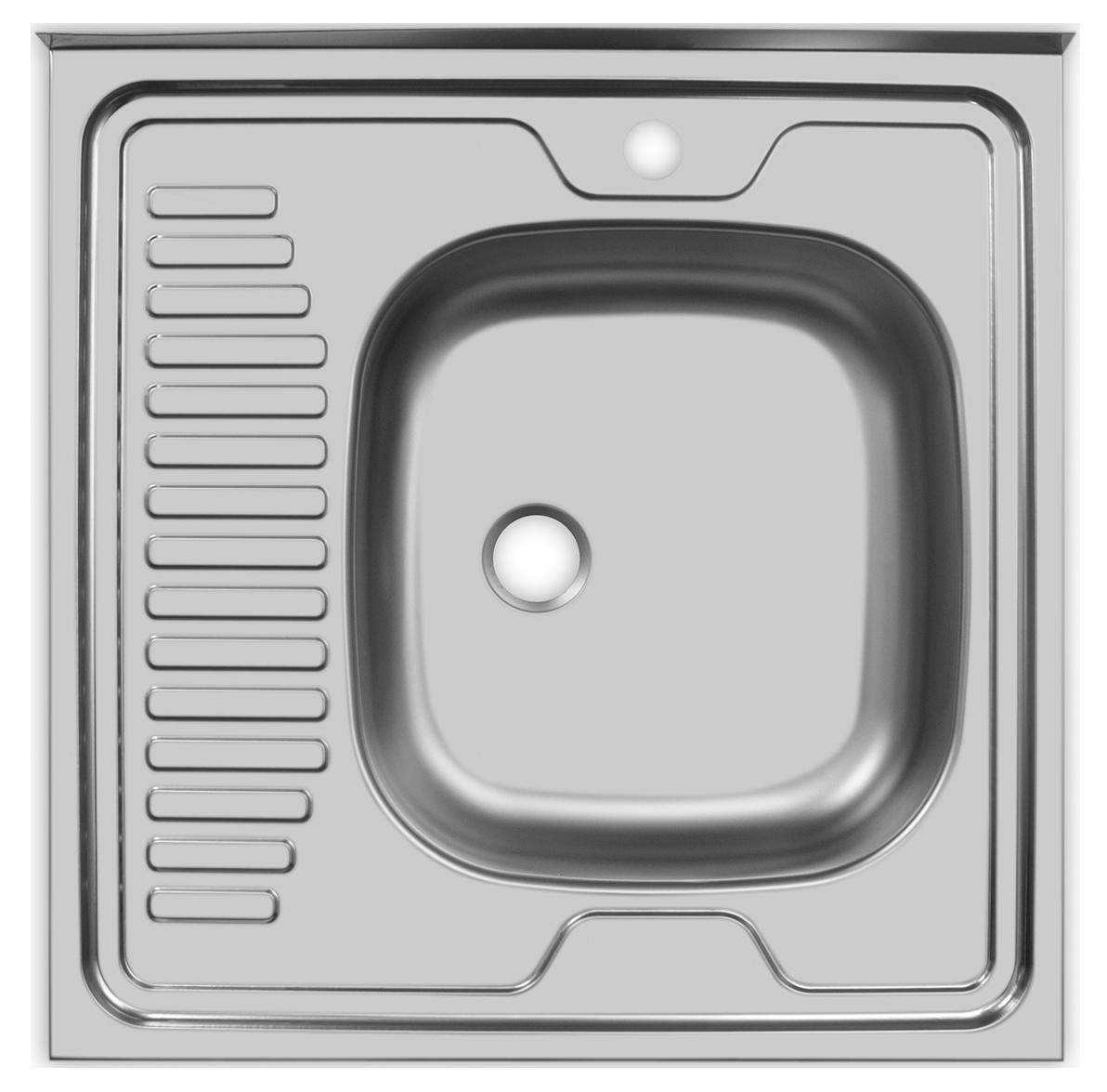 Мойка Ukinox / Юкинокс Стандарт для кухни, врезная, с крылом, правое расположение, квадратная, из нержавеющей стали, цвет хром, 600х600х150мм / сантехника