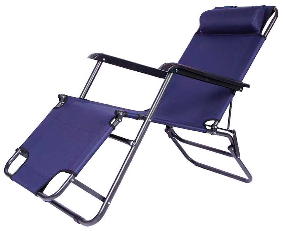 Кресло шезлонг Ecos / Экос складное, регулируемое, синее, 153х59.5х81см / садовая мебель