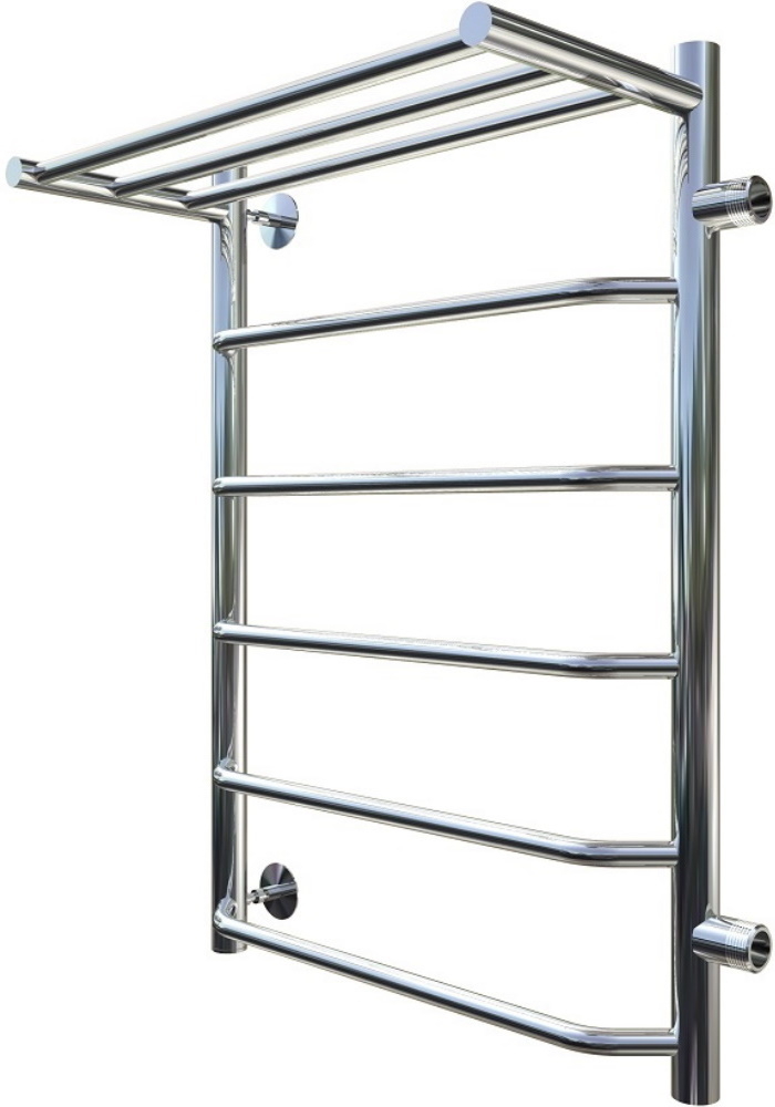 Полотенцесушитель водяной ТРУГОР Браво ПМ 1 П лесенка, правый, горизонтальное подключение, из нержавеющей стали, хром, 1дюйм, 736х575х292мм, 352Вт / отопление