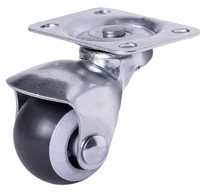 Мебельное колесо Larvij / Ларвидж LBP-30C поворотное, на платформе, резиновое, серое, диаметр 30мм / фурнитура