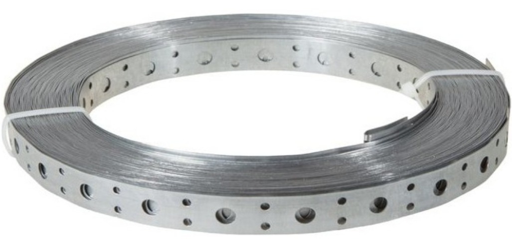 Лента перфорированная Rock solid connection / Рок солид коннектион для вентиляции, из оцинкованной стали, толщина 0.55мм, ширина 12мм, 10м / крепеж