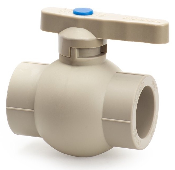 Кран шаровый для воды Lammin / Ламмин PREMIUM прямой, полипропилен, серый, диаметр трубы 32мм / запорная арматура