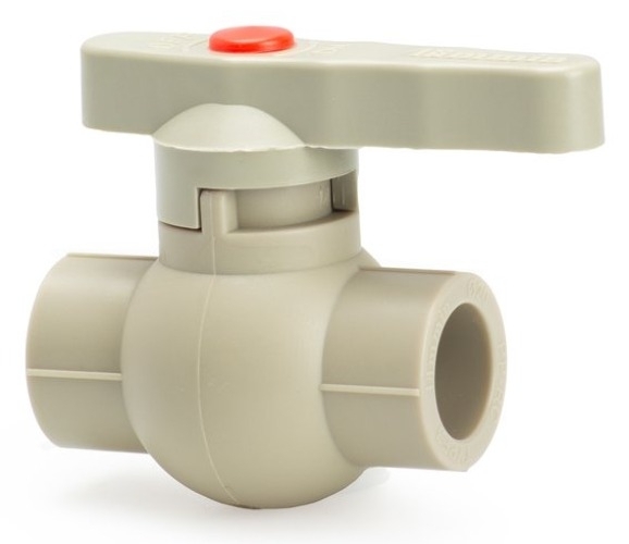 Кран шаровый для воды Lammin / Ламмин PREMIUM прямой, полипропилен, серый, диаметр трубы 20мм / запорная арматура