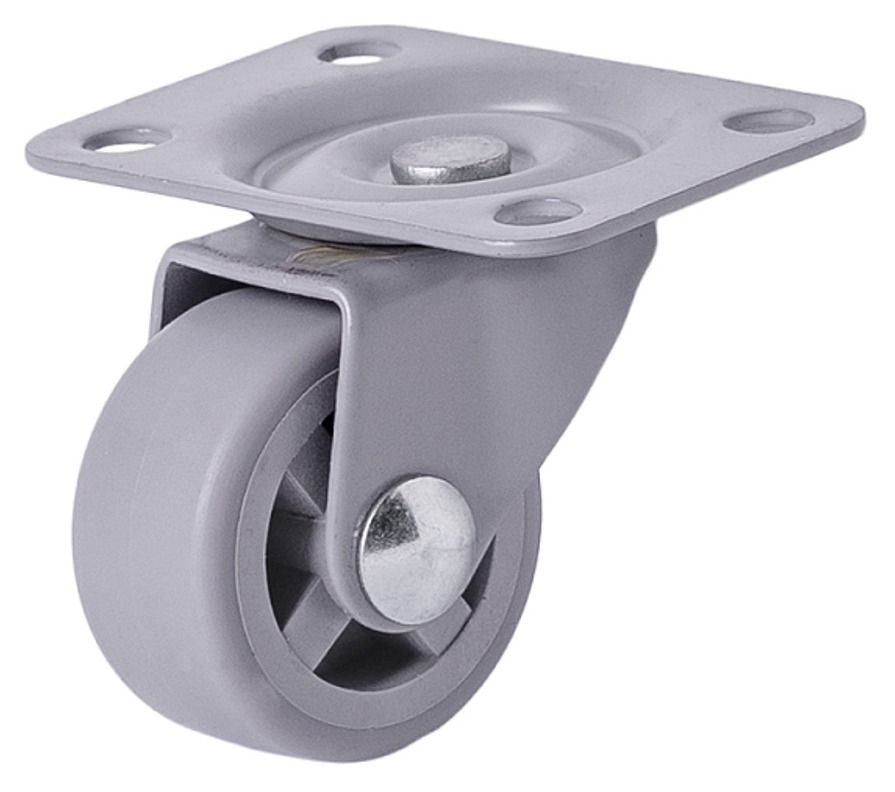 Мебельное колесо Larvij / Ларвий LWPR-30GY поворотное, на платформе, пластиковое, серое, диаметр 30мм / фурнитура