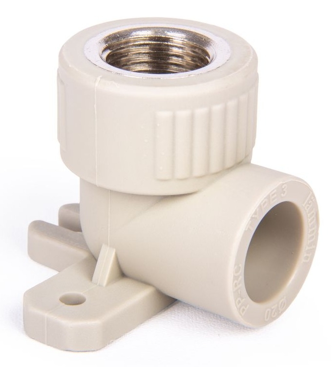 Угольник переходной Lammin / Ламмин комбинированный с креплением, внутренняя резьба, полипропиленовый, 1/2дюйма, диаметр присоединения 20мм / водоснабжение