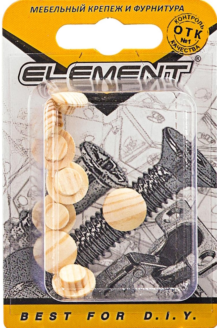 Заглушка декоративная Element / Элемент для скрытия отверстий, деревянная, цвет сосна, 8мм, 8шт. / строительство и ремонт