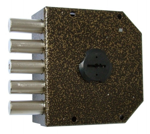 Замок накладной Эльбор 1.06.51.5.1.1 Гранит Н дверной, металлический, цвет античная медь, размером 146×135х60мм / средства защиты