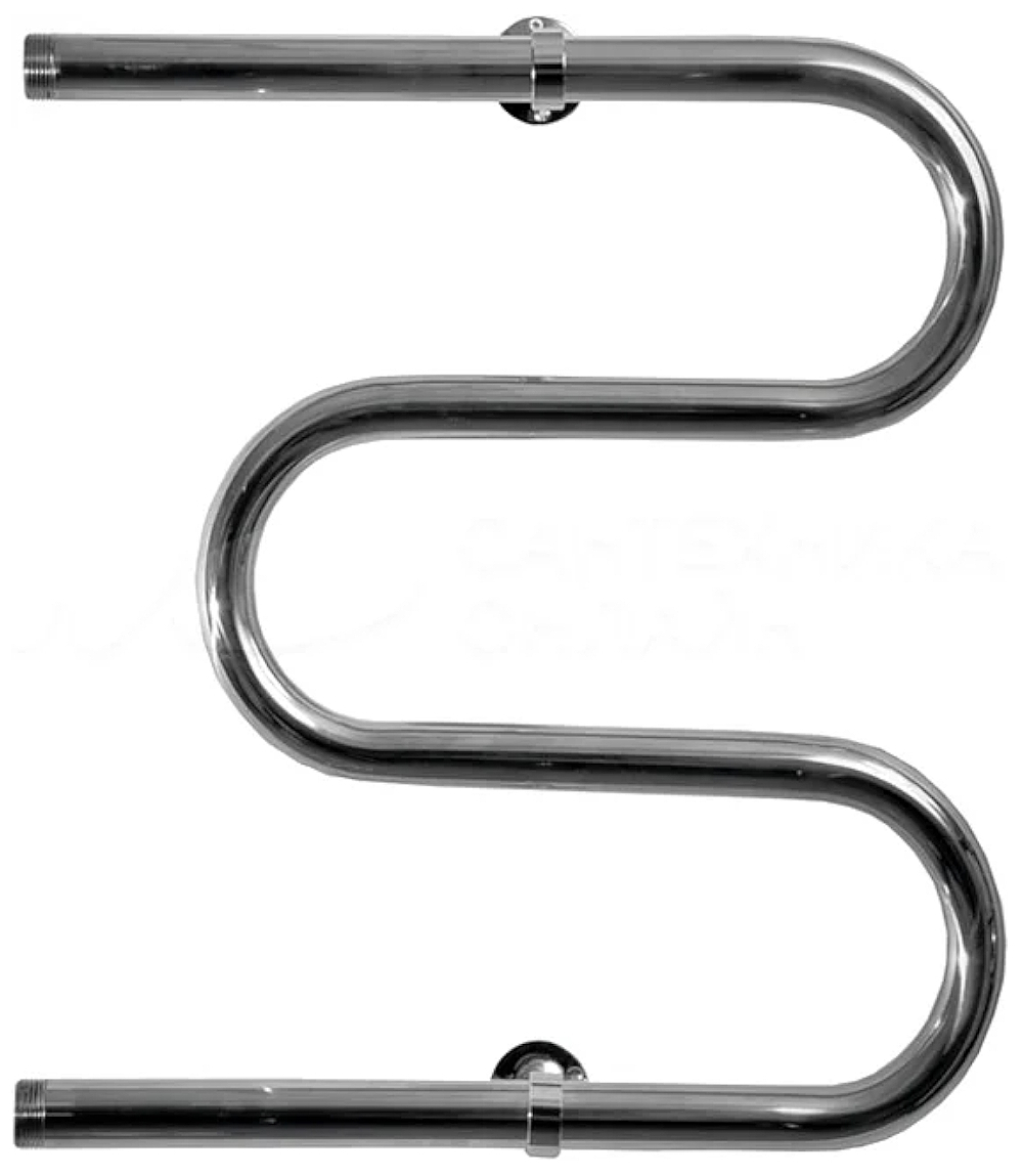 Полотенцесушитель водяной ТРУГОР М1" М-образный, горизонтальное подключение, из нержавеющей стали AISI 304, хром, 1дюйм, 500х400х150мм / отопление