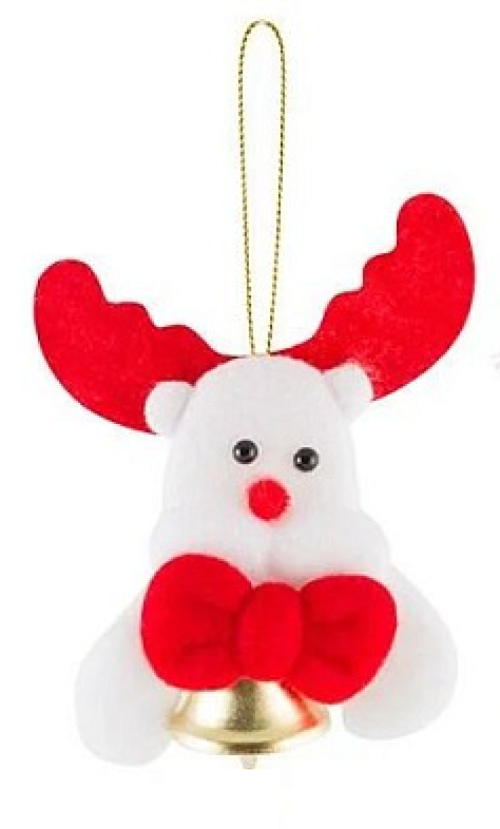 Украшение Волшебная страна Бубенчик с игрушкой SYTLD-541927 подвесное, декоративное, новогоднее, из текстиля, цвет красный, 13х8см / товары для праздников