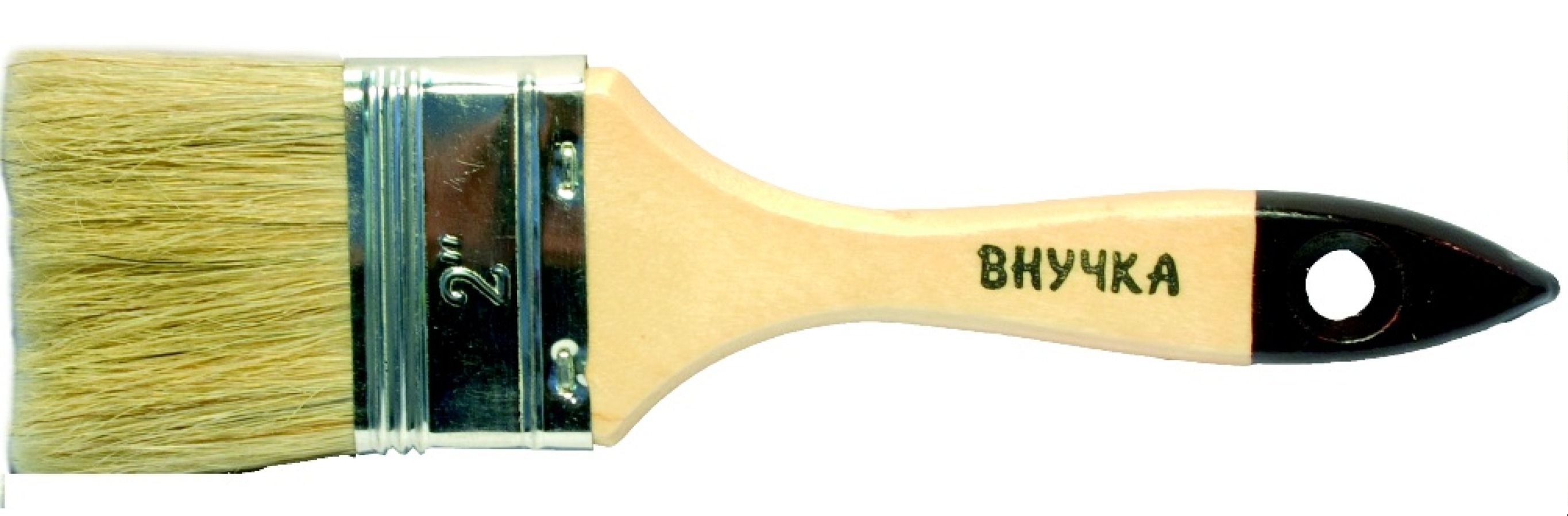 Кисть малярная 888 Сказка Внучка плоская, с натуральной светлой щетиной и деревянной ручкой, 50х10мм / малярные и отделочные инструменты