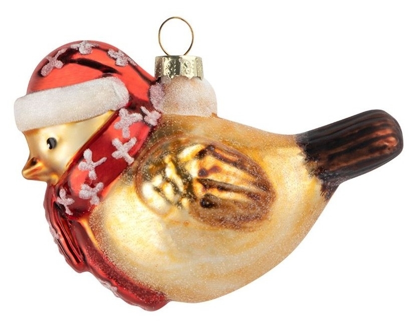 Украшение Волшебная страна Новогодняя птичка подвесное, декоративное, новогоднее, из стекла, цвет золото, 102мм / товары для праздников